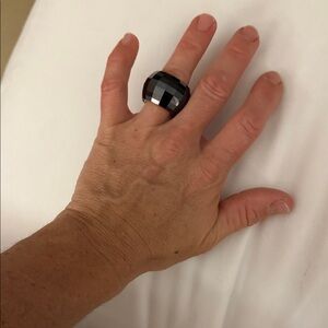 Henry Bendel smoke glass disco ball ring